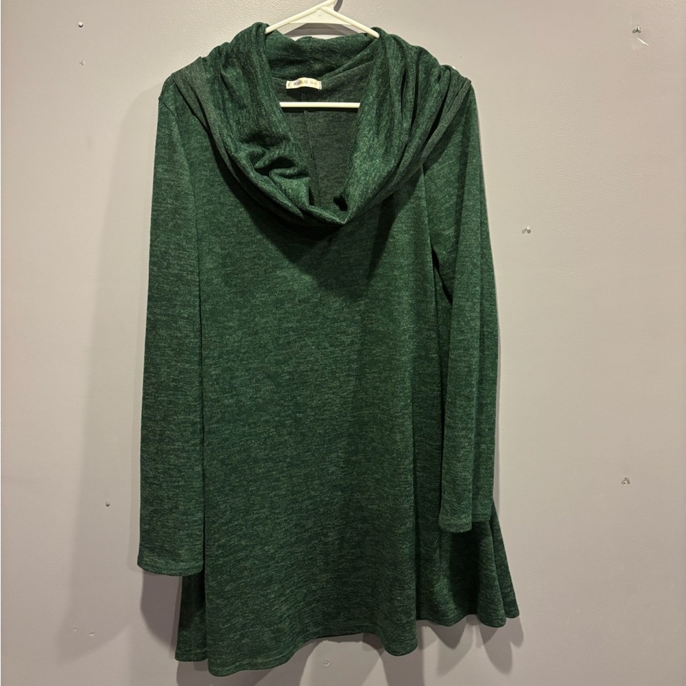 Doublju Forest Green Cowl Neck Sweater Dress